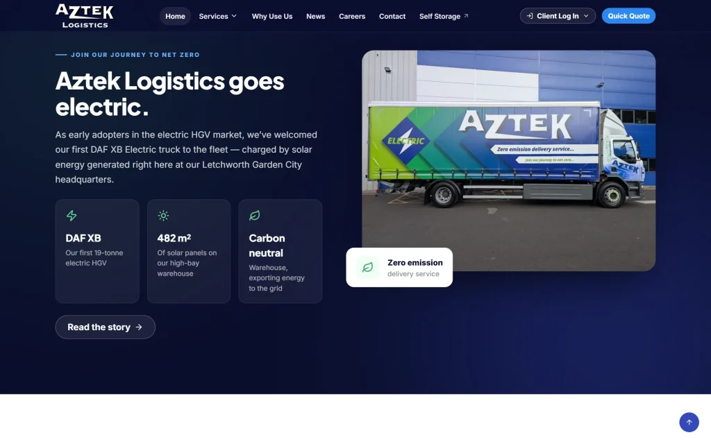 Aztek Logistics — website redesign concept — Electric
