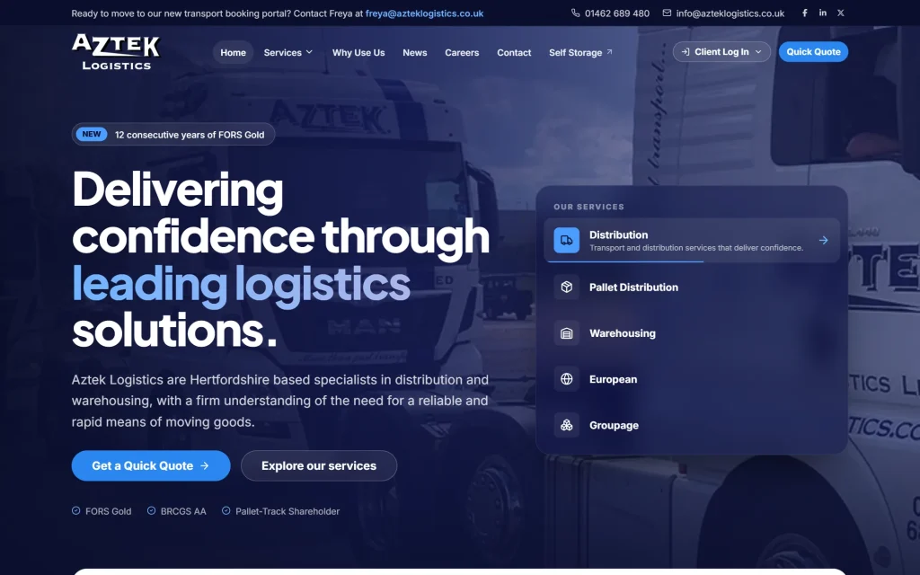 Aztek Logistics — website redesign concept