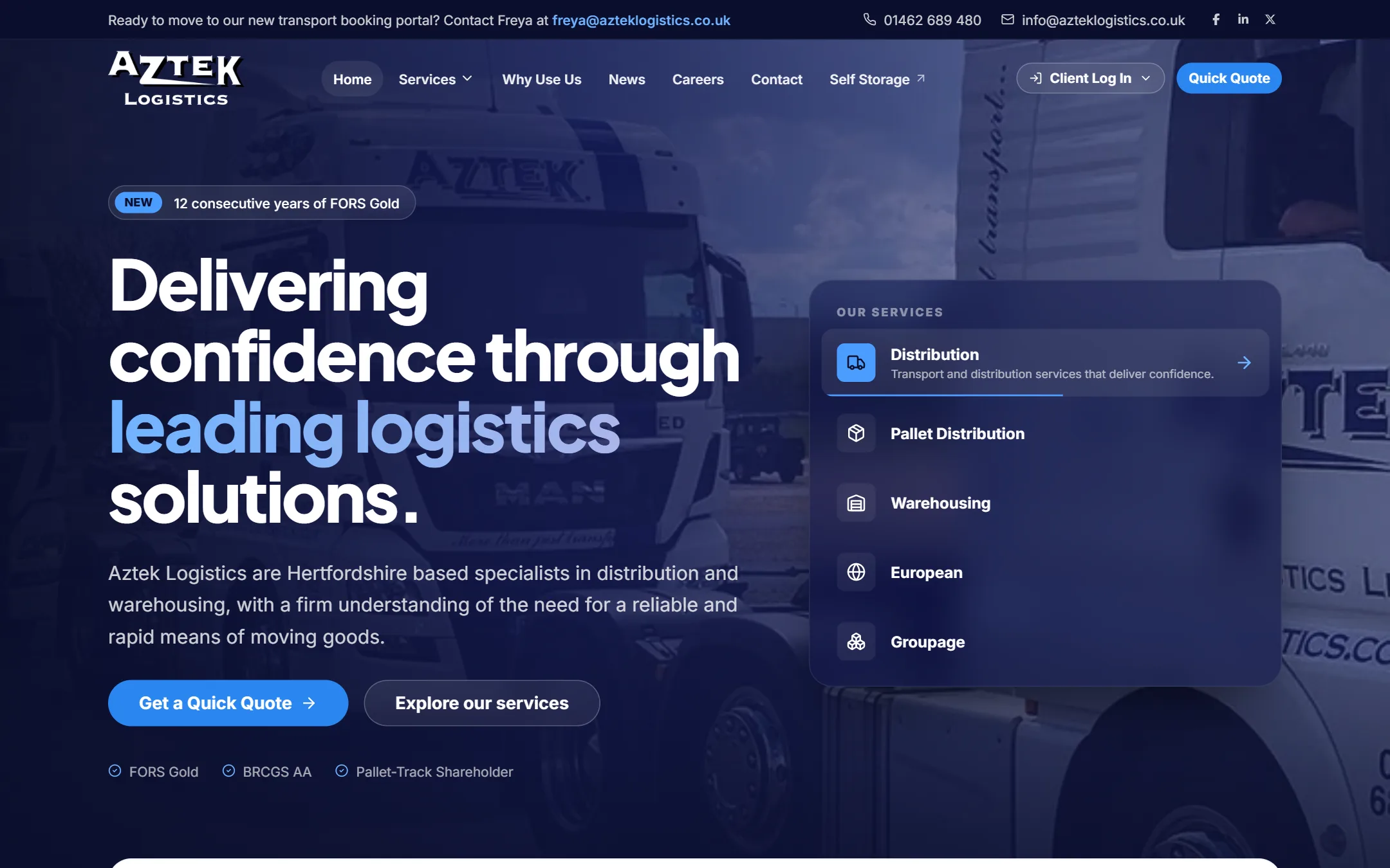 Aztek Logistics — website redesign concept