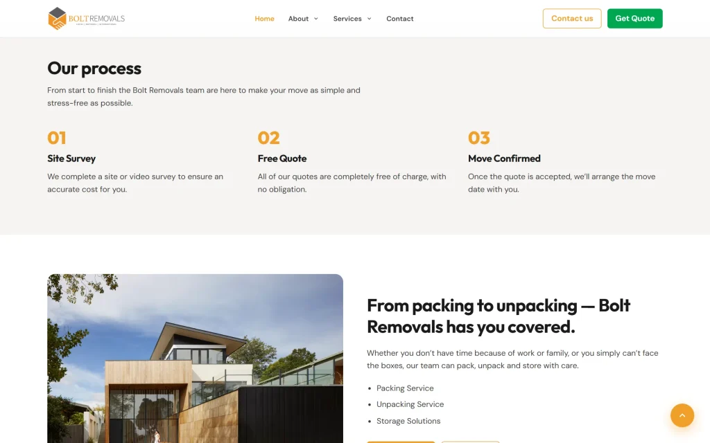 Bolt Removals — website redesign concept — Process