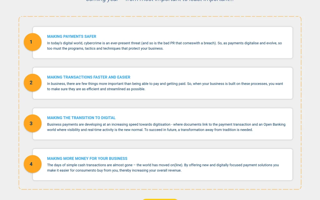 Bottomline PTX — personalised priorities landing page — Priority ranking