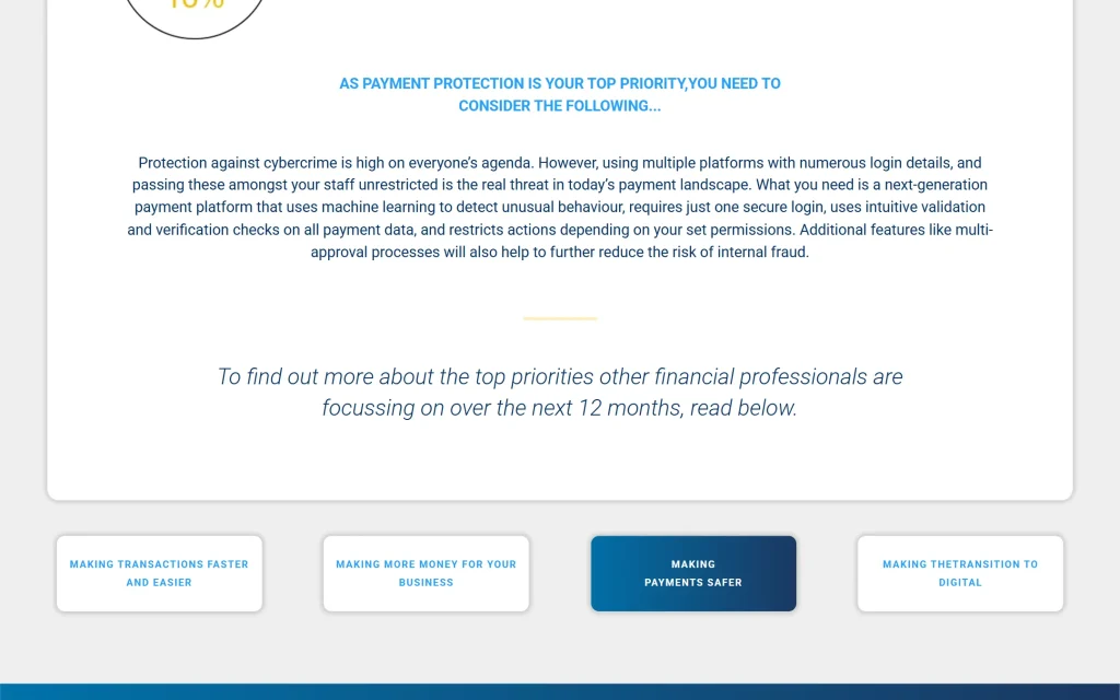 Bottomline PTX — personalised priorities landing page — Priority tabs