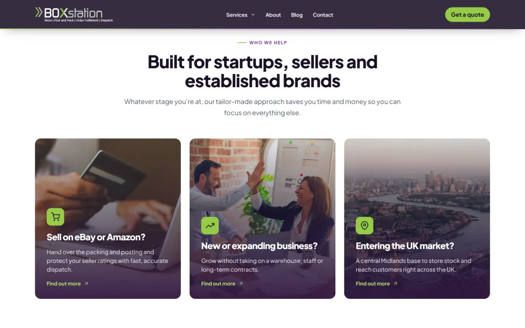 BOXstation — website redesign concept — Box station sellers