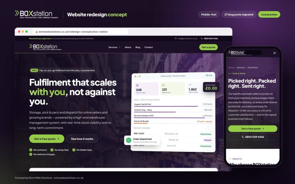 BOXstation — website redesign concept