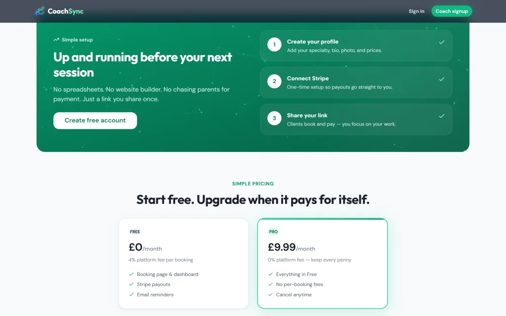 CoachSync — booking & payments app for coaches — Setup
