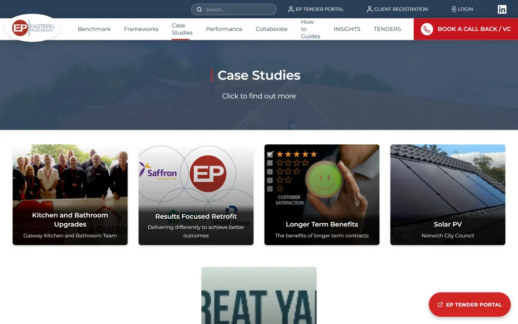 Eastern Procurement — website & admin dashboard — Case studies