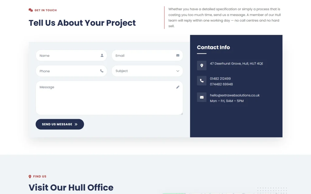 Extra Web Solutions — agency website — Contact