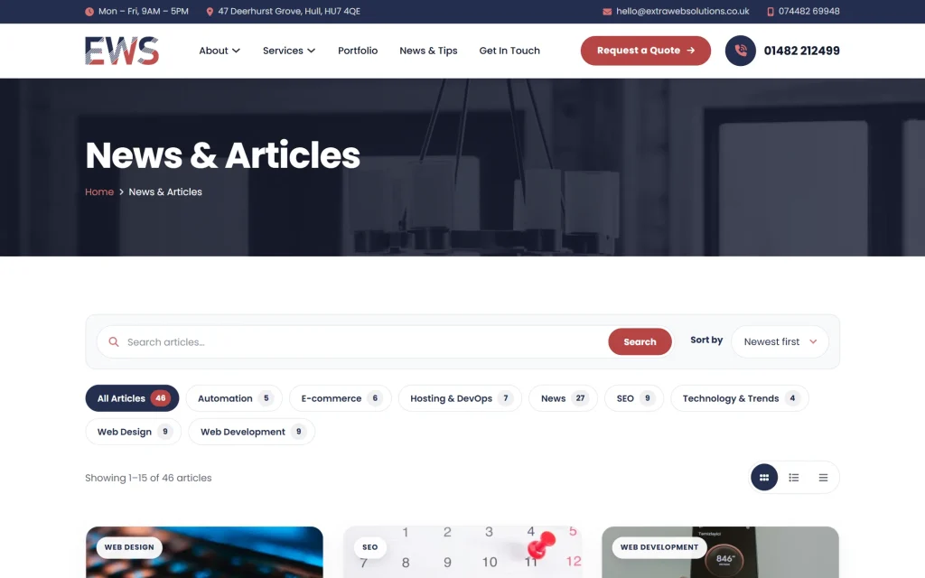 Extra Web Solutions — agency website — News
