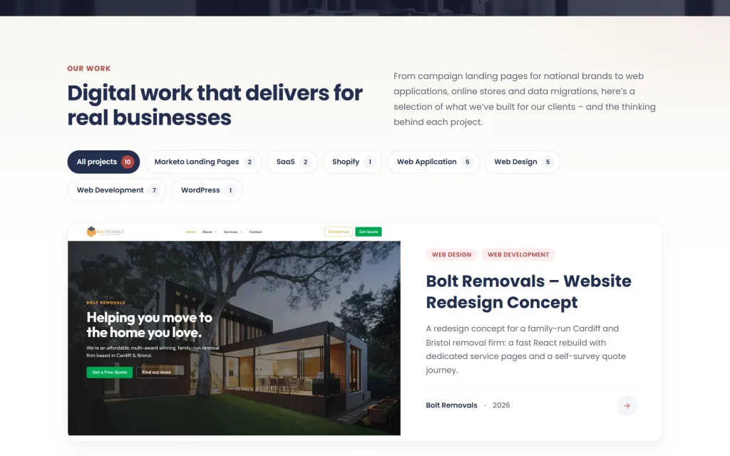 Extra Web Solutions — agency website — Portfolio