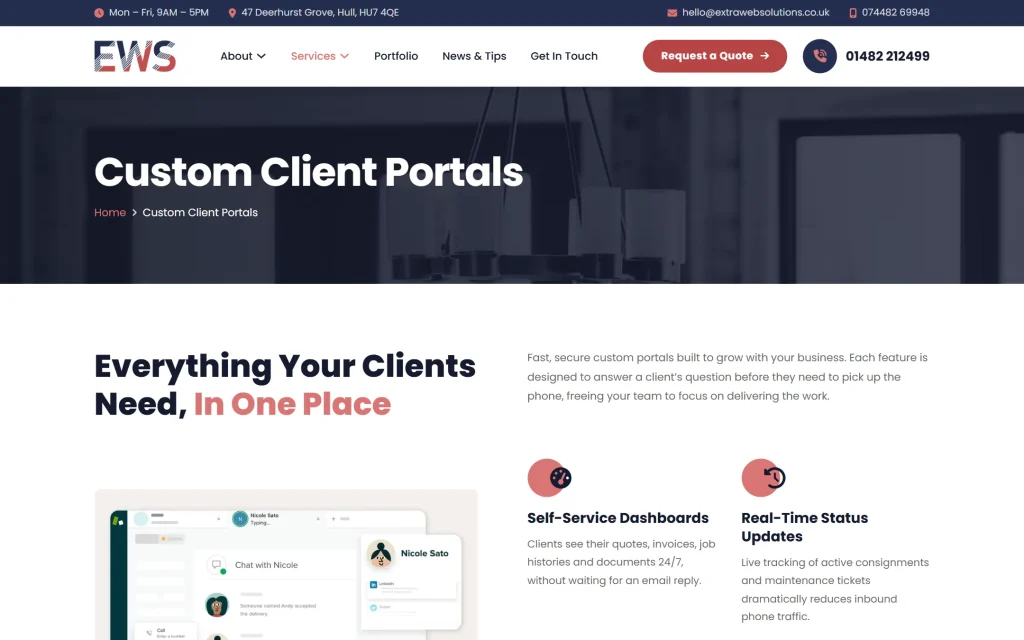 Extra Web Solutions — agency website — Service page