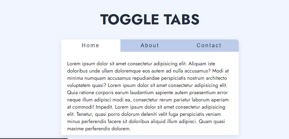 How to create a simple toggle tab using HTML, CSS and JavaScript