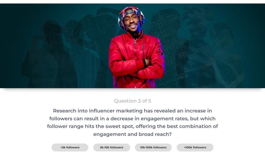 Influencer Intelligence — interactive quiz app — Question