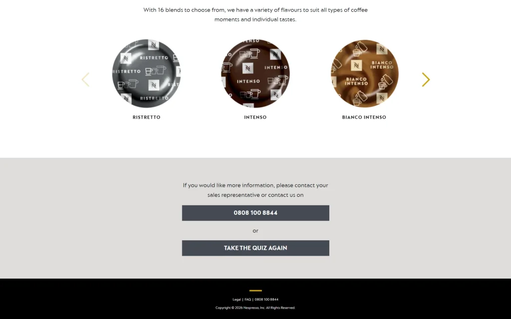 Nespresso Professional — Flavour Quiz app — Contact