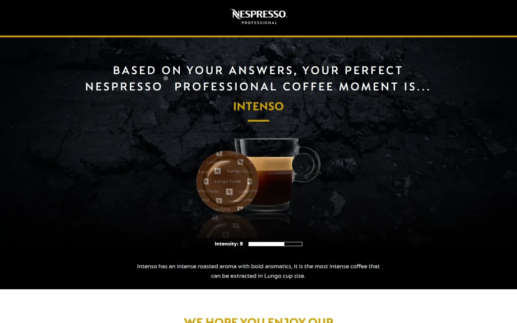 Nespresso Professional — Flavour Quiz app