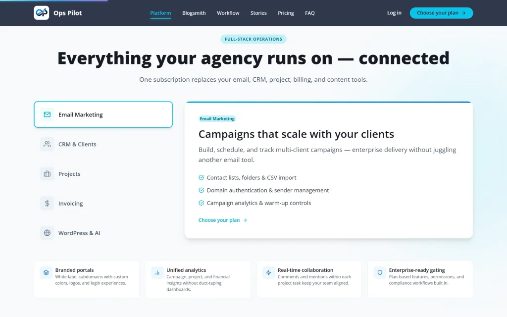 Ops Pilot CRM — all-in-one agency platform — Platform