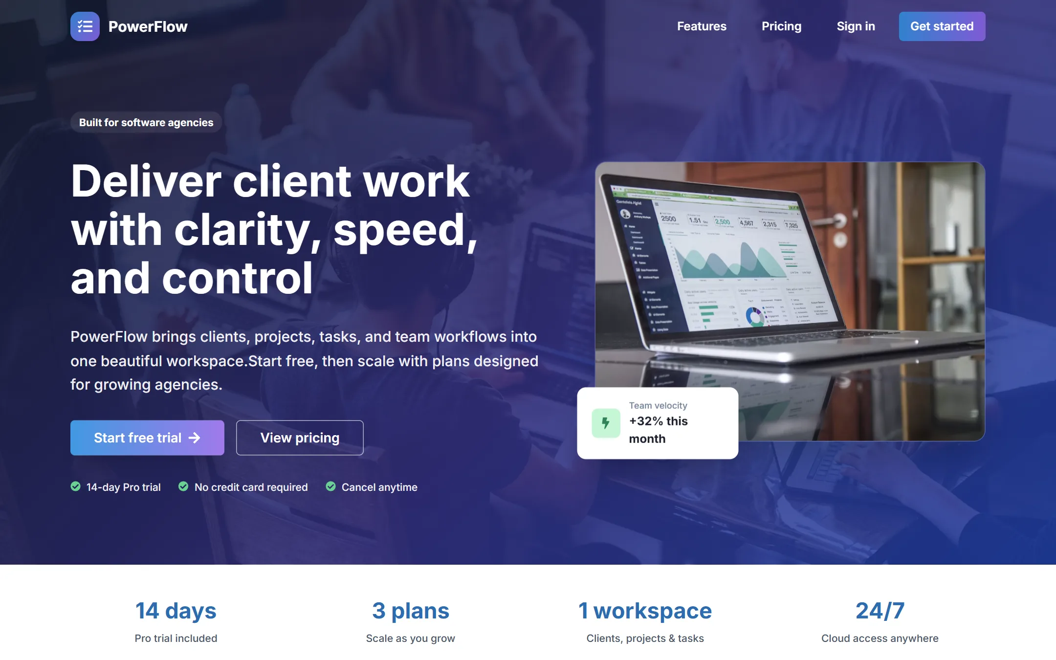 PowerFlow — project & task management SaaS for agencies