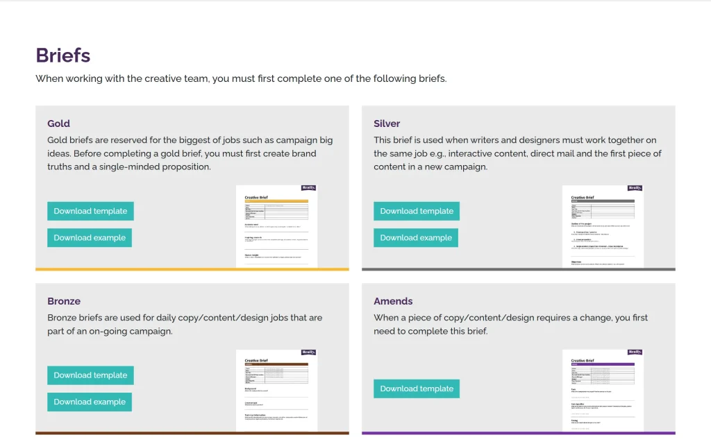 Really B2B — internal content hub — Briefs