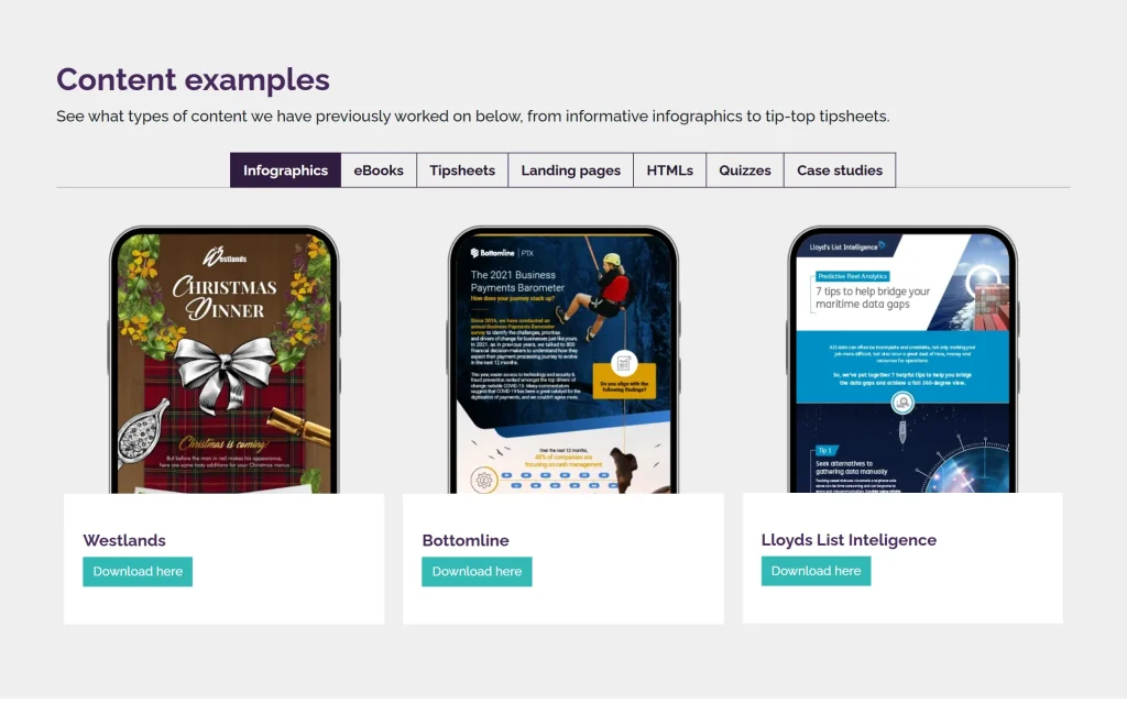 Really B2B — internal content hub — Content examples