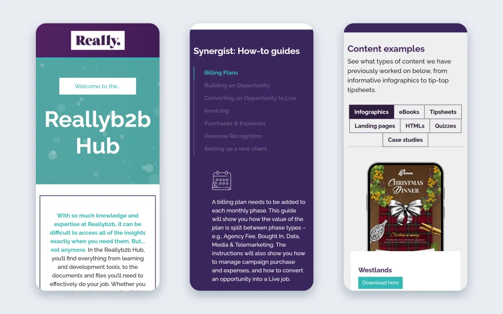 Really B2B — internal content hub — Mobile