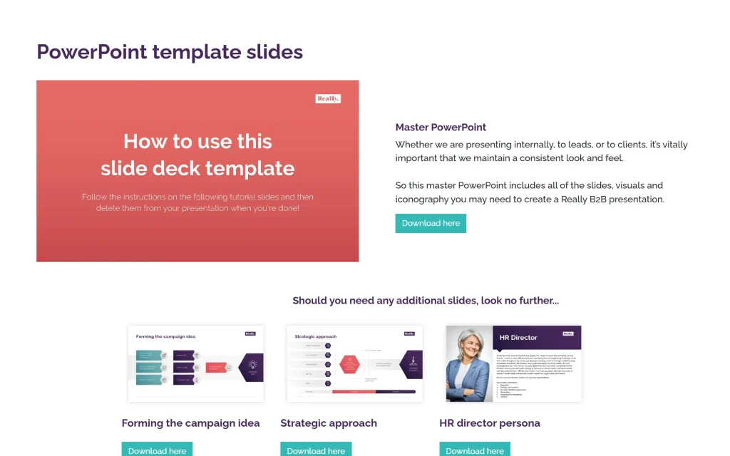 Really B2B — internal content hub — Powerpoint templates