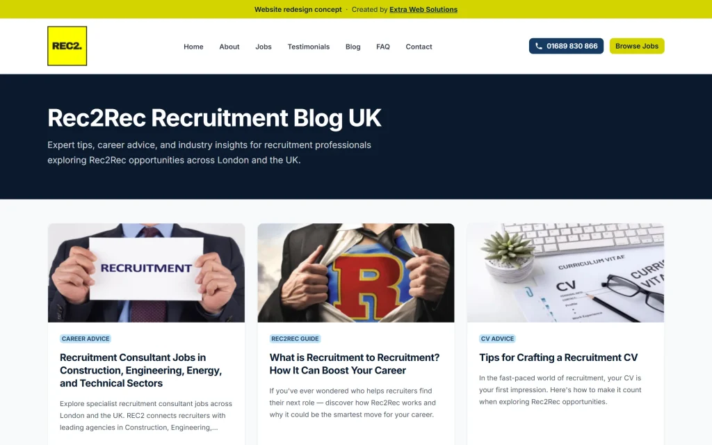 REC2 Recruitment — website redesign concept — Blog