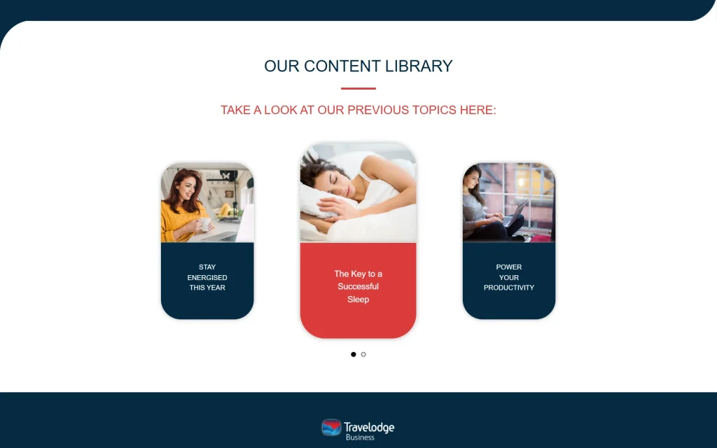 Travelodge Business — Marketo content hub landing pages — Content library
