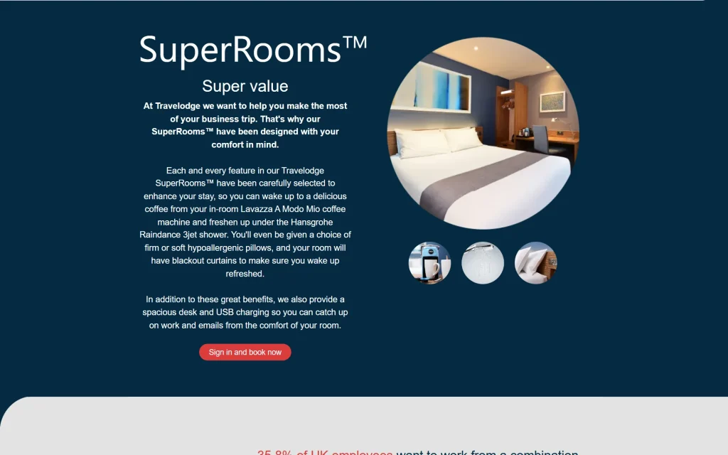 Travelodge Business — Marketo content hub landing pages — Superrooms